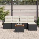 Havesofa Sæt med pude 6 pcs Sort polyrattan