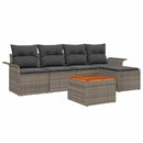 Havesofa Sæt med pude 6 pcs Grå polyrattan