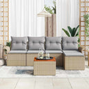 Havesofa Sæt med pude 6 pcs Beige polyrattan