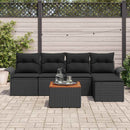 Havesofa Sæt med pude 6 pcs Sort polyrattan