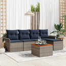 Havesofa Sæt med pude 6 pcs Grå polyrattan