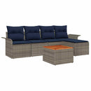 Havesofa Sæt med pude 6 pcs Grå polyrattan