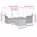 Havesofa Sæt med pude 5 pcs Sort polyrattan