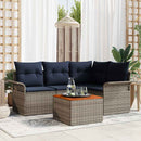 Havesofa Sæt med pude 5 pcs Grå polyrattan