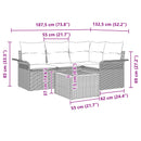 Havesofa Sæt med pude 5 pcs Sort polyrattan