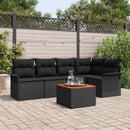 Havesofa Sæt med pude 6 pcs Sort polyrattan