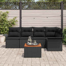 Havesofa Sæt med pude 6 pcs Sort polyrattan