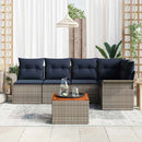 Havesofa Sæt med pude 6 pcs Grå polyrattan