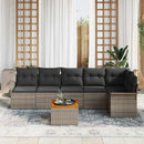 Havesofa Sæt med pude 7 pcs Grå polyrattan