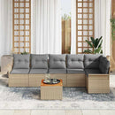 Havesofa Sæt med pude 7 pcs Beige polyrattan