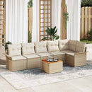 Havesofa Sæt med pude 7 pcs Beige polyrattan