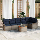 Havesofa Sæt med pude 7 pcs Grå polyrattan