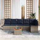Havesofa Sæt med pude 7 pcs Grå polyrattan