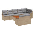Havesofa Sæt med pude 9 pcs Beige polyrattan