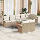 Havesofa Sæt med pude 9 pcs Beige polyrattan