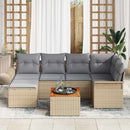 Havesofa Sæt 7 stk. Beige polyrattan
