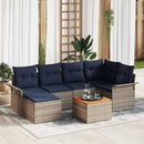 Havesofa Sæt med pude 7 pcs Grå polyrattan