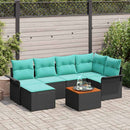 Havesofa Sæt med pude 7 pcs Sort polyrattan