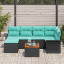 Havesofa Sæt med pude 7 pcs Sort polyrattan