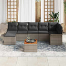 Havesofa Sæt med pude 8 pcs Grå polyrattan