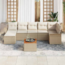 Havesofa Sæt med pude 8 pcs Beige polyrattan