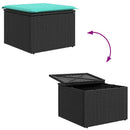 Havesofa Sæt med pude 8 pcs Sort polyrattan
