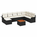 Havesofa Sæt 9 stk. Sort polyrattan