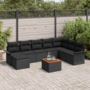 Havesofa Sæt med pude 9 pcs Sort polyrattan