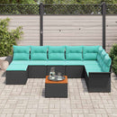 Havesofa Sæt med pude 9 pcs Sort polyrattan
