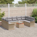 Havesofa Sæt med pude 10 pcs Beige polyrattan