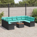 Havesofa Sæt med pude 10 pcs Sort polyrattan