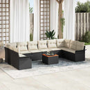 Havesofa Sæt med pude 11 pcs Sort polyrattan