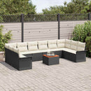 Havesofa Sæt med pude 11 pcs Sort polyrattan