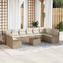 Havesofa Sæt med pude 11 pcs Beige polyrattan