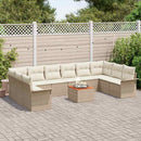 Havesofa Sæt med pude 11 pcs Beige polyrattan
