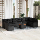 Havesofa Sæt med pude 11 pcs Sort polyrattan