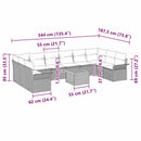 Havesofa Sæt med pude 11 pcs Sort polyrattan