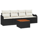 Havesofa Sæt med pude 5 pcs Sort polyrattan