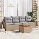 Havesofa Sæt med pude 5 pcs Beige polyrattan