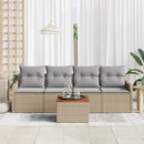 Havesofa Sæt med pude 5 pcs Beige polyrattan