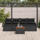 Havesofa Sæt med pude 5 pcs Sort polyrattan