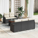 Havesofa Sæt med pude 6 pcs Sort polyrattan