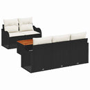 Havesofa Sæt med pude 6 pcs Sort polyrattan