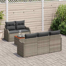 Havesofa Sæt med pude 6 pcs Grå polyrattan
