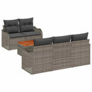 Havesofa Sæt med pude 6 pcs Grå polyrattan