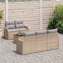Havesofa Sæt med pude 6 pcs Beige polyrattan