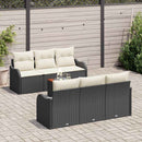 Havesofa Sæt med pude 7 pcs Sort polyrattan