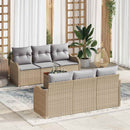 Havesofa Sæt med pude 7 pcs Beige polyrattan