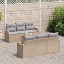 Havesofa Sæt med pude 7 pcs Beige polyrattan