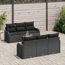 Havesofa Sæt med pude 7 pcs Sort polyrattan